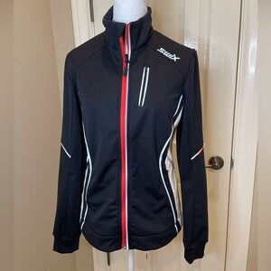 Swix Womens Black & White, Red /Silver Trim Cross Country Ski Jacket SZ Small